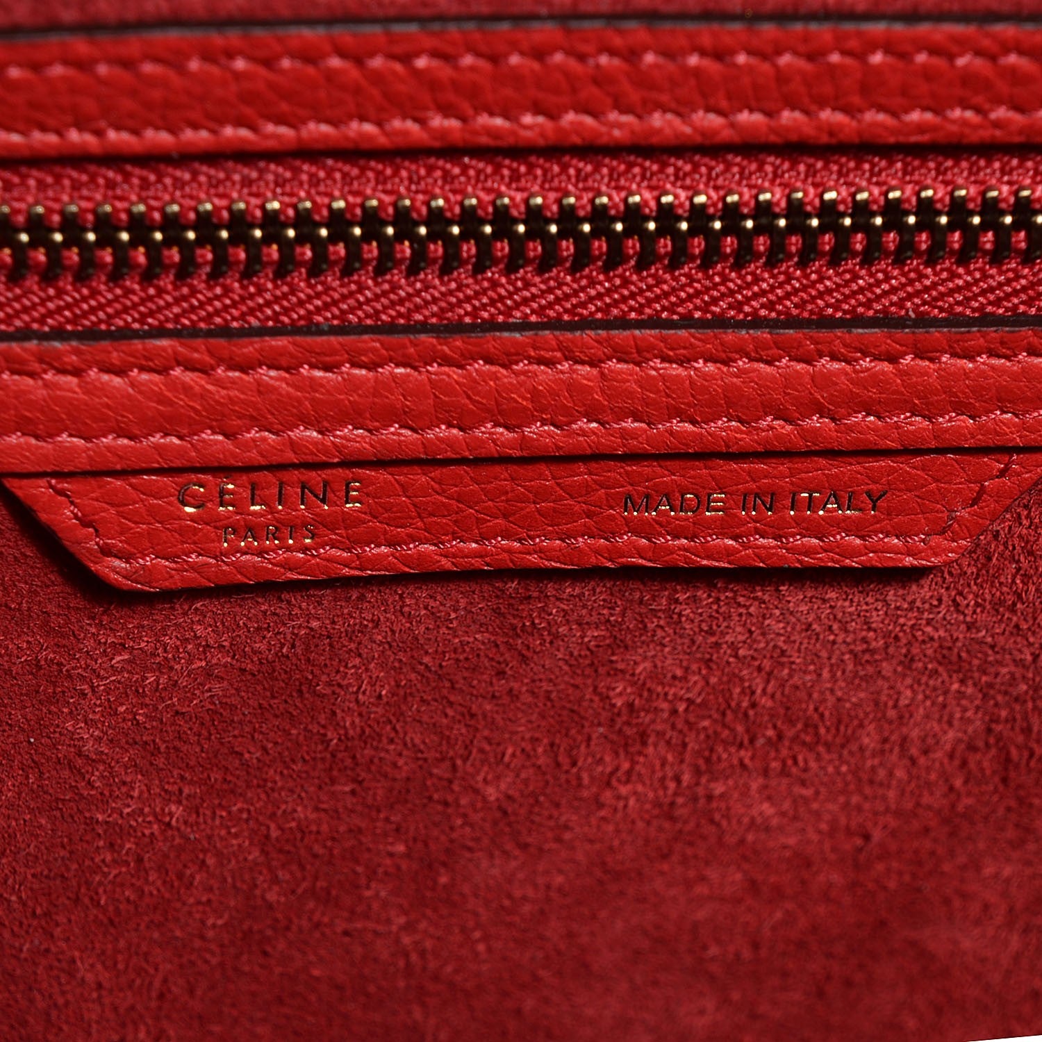 Celine Drummed Calfskin Micro Luggage Coquelicot 12 of 14