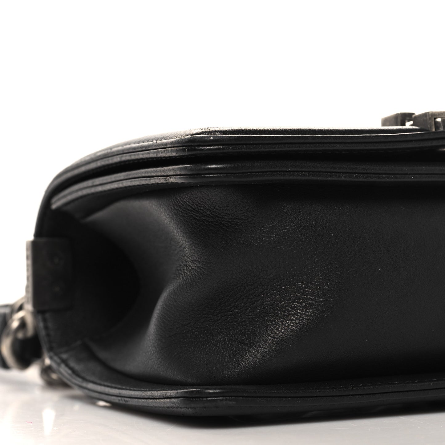 Calfskin Chevron Quilted Small Boy Flap Black