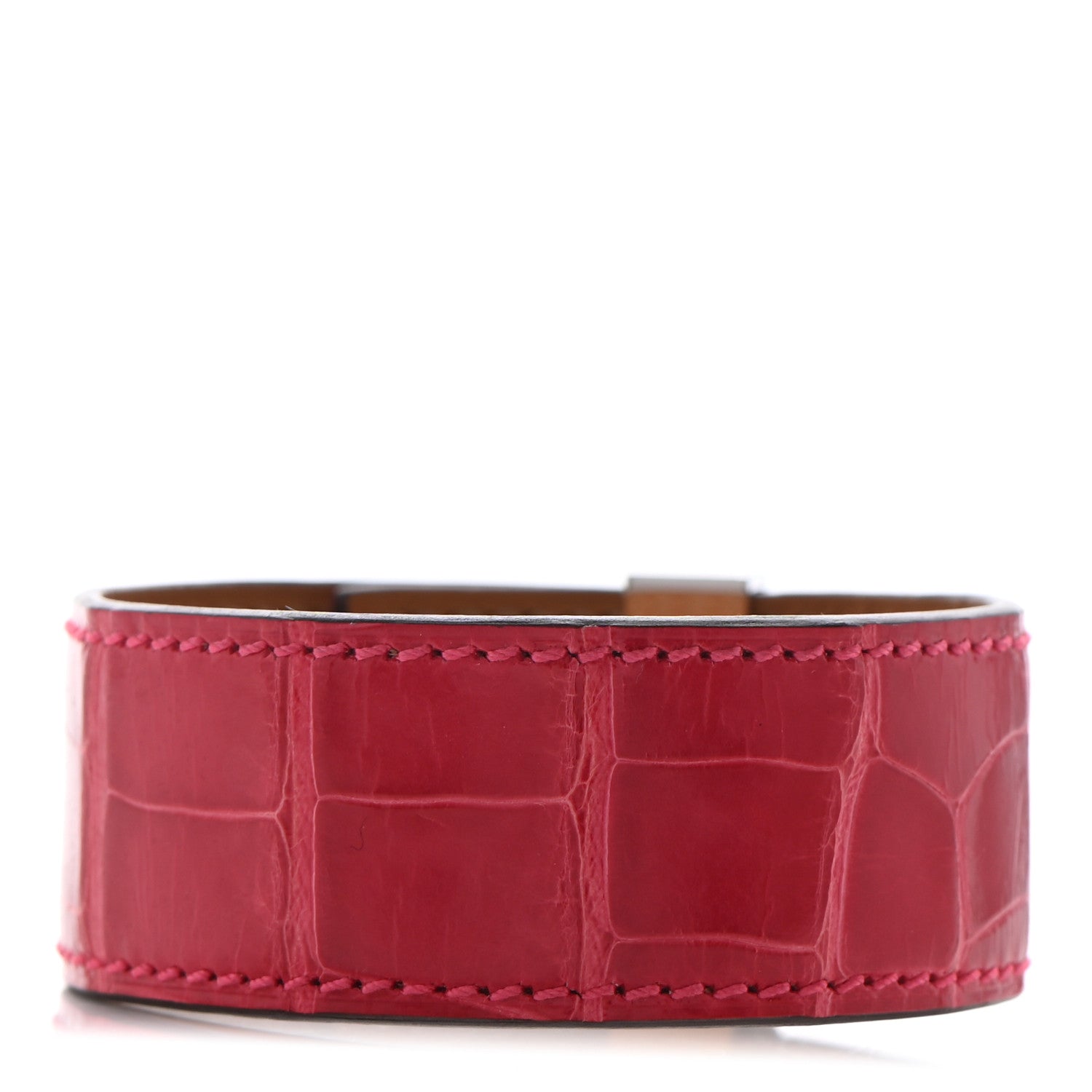 Hermes Shiny Alligator Collier de Chien CDC 24 Bracelet T2 Rose Mexico 3 of 7