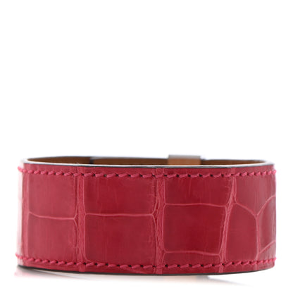 Hermes Shiny Alligator Collier de Chien CDC 24 Bracelet T2 Rose Mexico 3 of 7