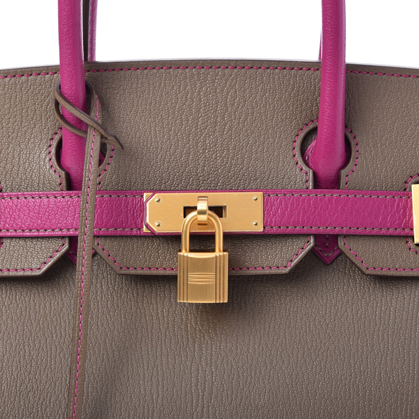 Chevre Mysore Horseshoe Birkin 30 Etoupe Rose Pourpre