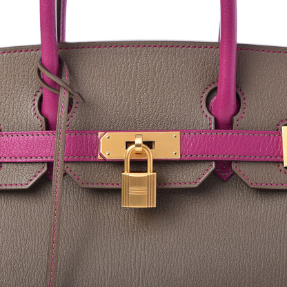 Hermes Chevre Mysore Horseshoe Birkin 30 Etoupe Rose Pourpre 10 of 11