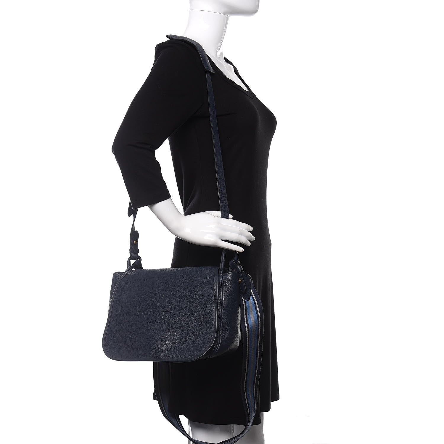 Prada Vitello Daino Logo Messenger Baltico 3 of 10