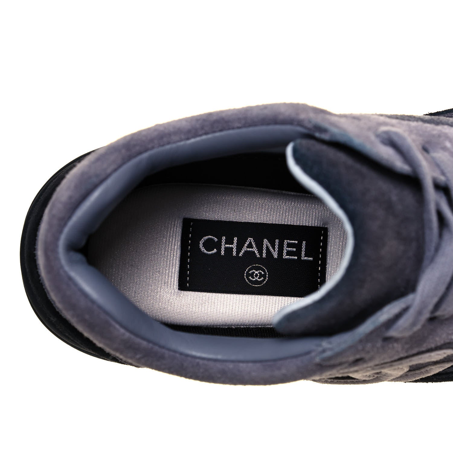 Chanel Suede Calfskin CC Sneakers 37.5 Grey 7 of 7