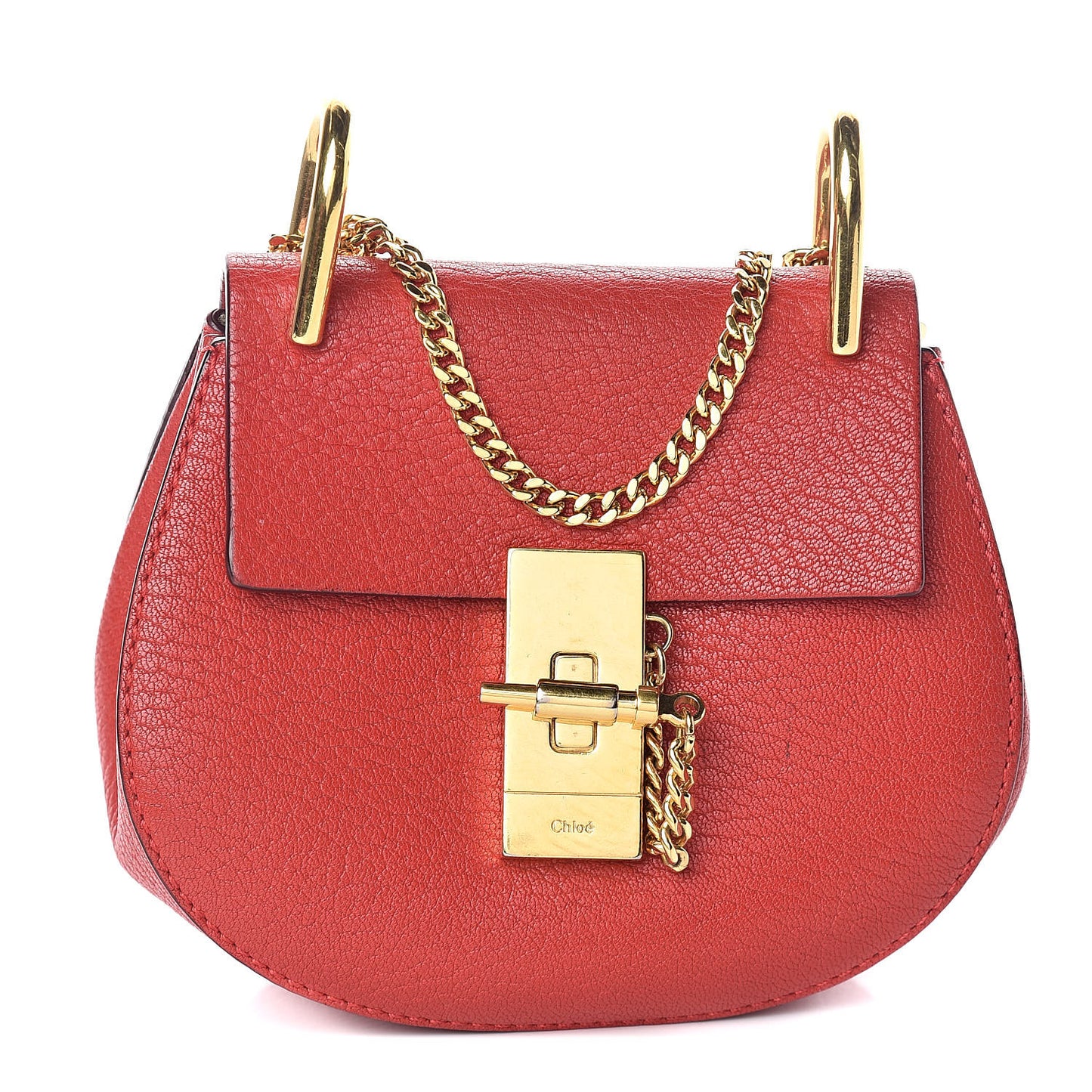 Grained Lambskin Nano Drew Shoulder Bag Intense Red