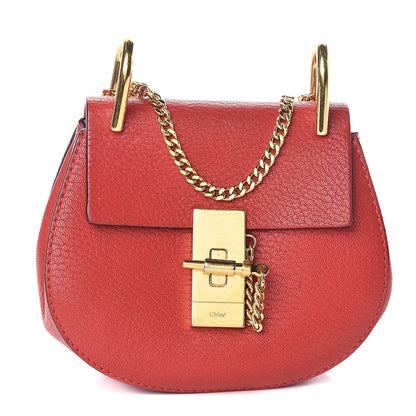 Chloe Grained Lambskin Nano Drew Shoulder Bag Intense Red 1 of 8