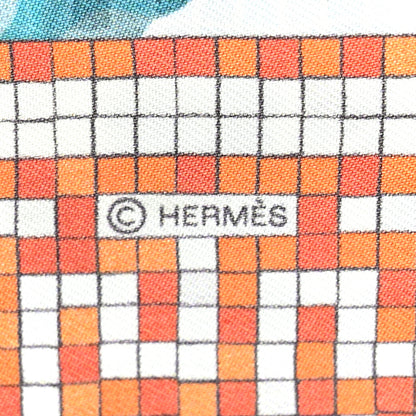 Hermes Silk A Beverly Hills Twilly Orange Bleu Blanc 3 of 4