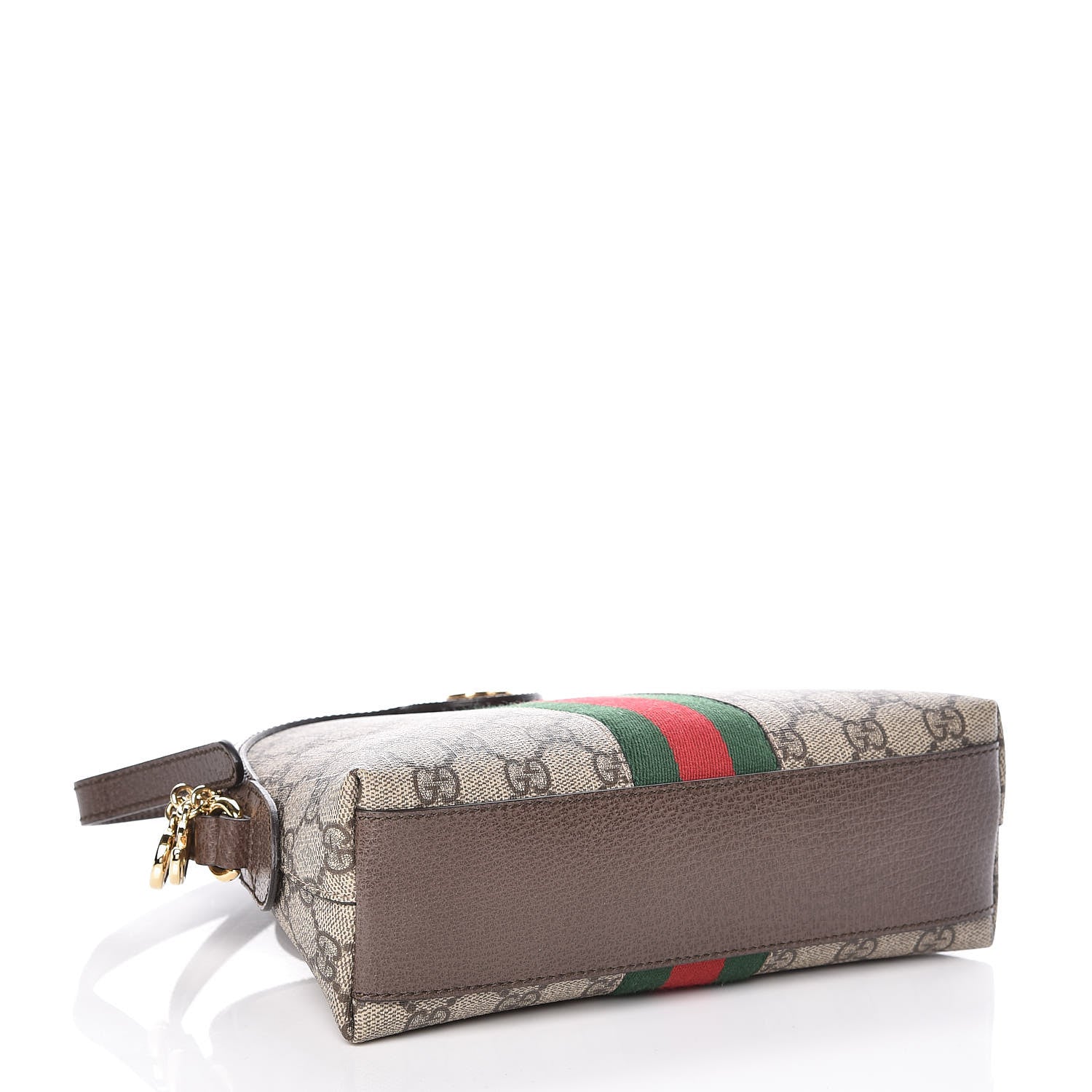 Gucci GG Supreme Monogram Textured Dollar Calfskin Web Small Ophidia Dome Shoulder Bag Beige Ebony New Acero 4 of 9