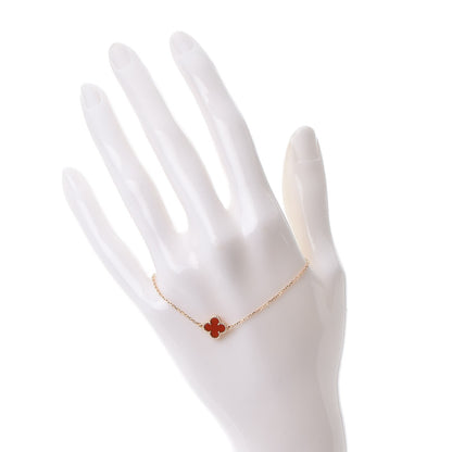 Van Cleef & Arpels 18K Rose Gold Carnelian Sweet Alhambra Bracelet 2 of 7