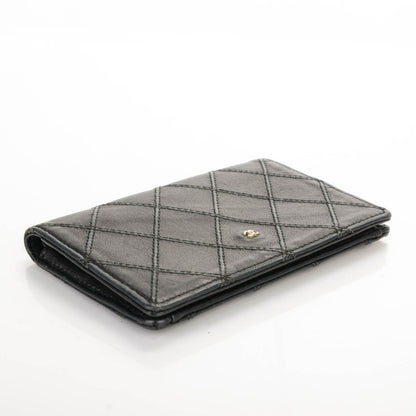 Chanel Calfskin Diamond Stitched Card Holder Wallet Black 4 of 7