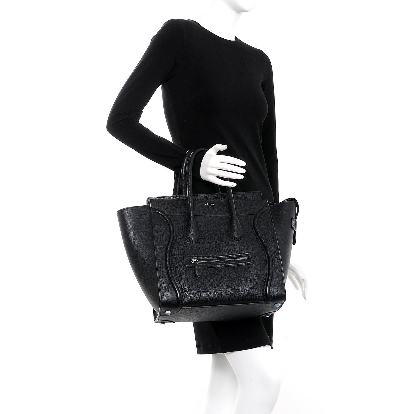 Drummed Calfskin Mini Luggage Black