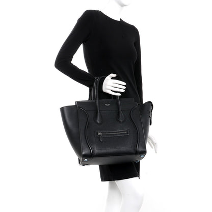 Celine Drummed Calfskin Mini Luggage Black 2 of 7