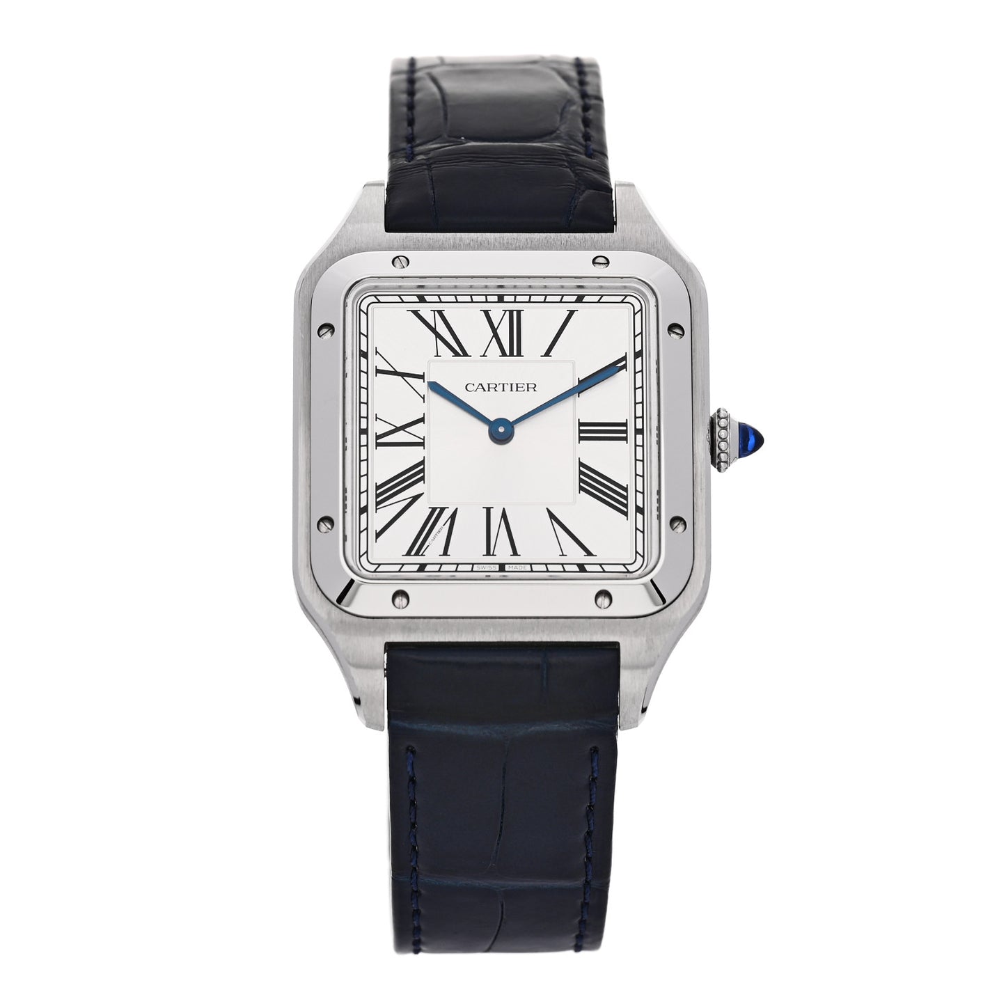 Stainless Steel Alligator 33.9mm Santos Dumont Manual Winding Watch