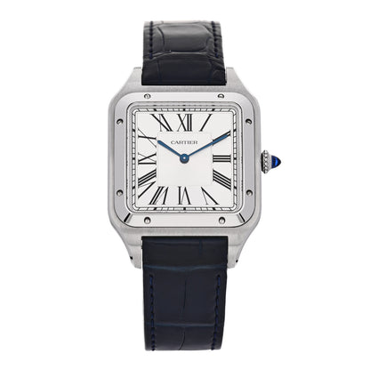 Cartier Stainless Steel Alligator 33.9mm Santos Dumont Manual Winding Watch 1 of 6