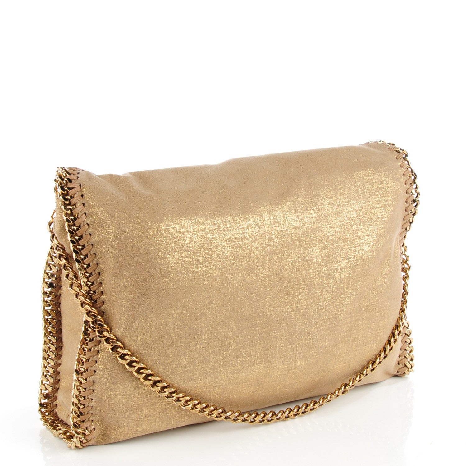 Stella McCartney Metallic Shaggy Deer Falabella Fold Over Tote Gold 3 of 9