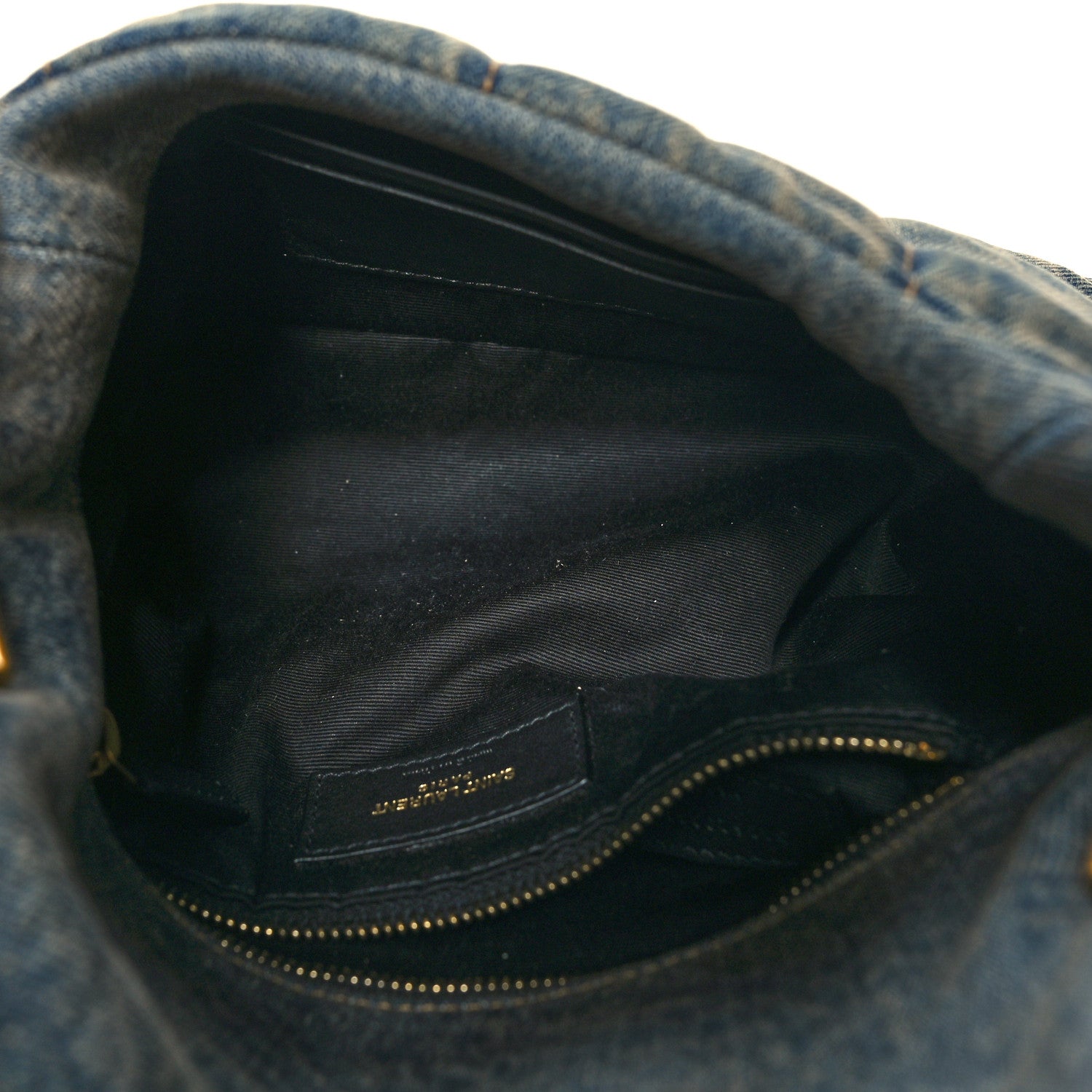 Saint Laurent Denim Quilted Toy Loulou Puffer Monogram Chain Satchel Rodeo Blue 5 of 11