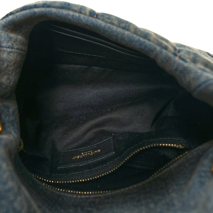 Saint Laurent Denim Quilted Toy Loulou Puffer Monogram Chain Satchel Rodeo Blue 5 of 11