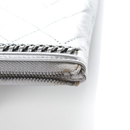 Chanel Calfskin Quilted Large Boy Chain Around Cosmetic Case Silver 11 of 12