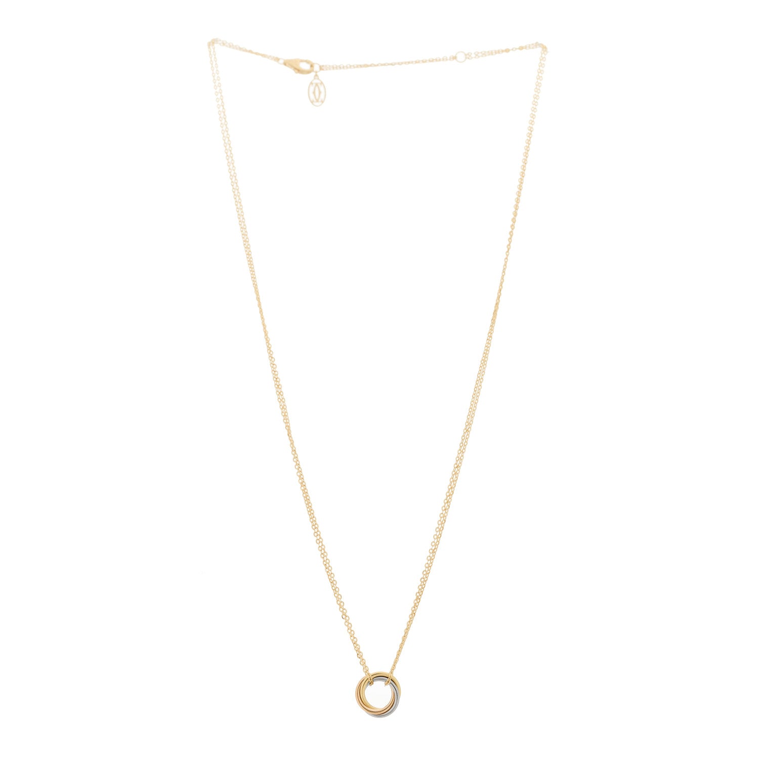 Cartier 18K Pink Yellow White Gold Trinity Double Chain Pendant Necklace 2 of 5