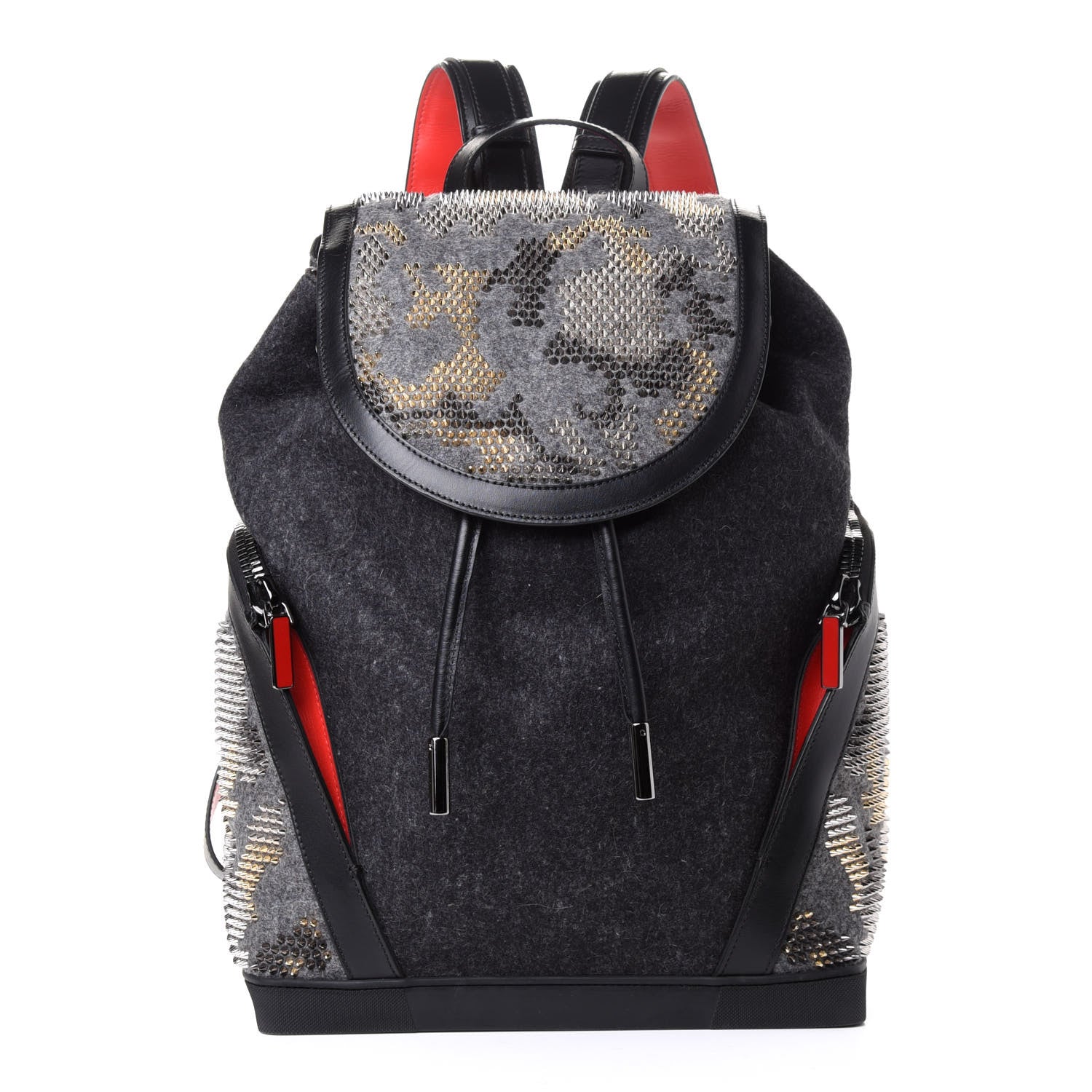 Christian Louboutin Wool Calfskin Spikes Camouflage Explorafunk Backpack Grey 1 of 4