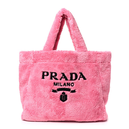 Prada Terry Cloth Tote Bag Petalo Black 1 of 8