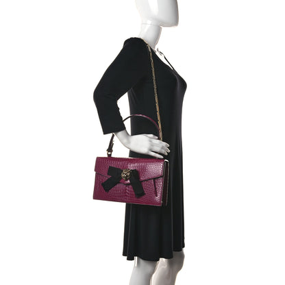 Gucci Crocodile Osiride Future Top Handle Bag Violet Cyclamin Black 2 of 14