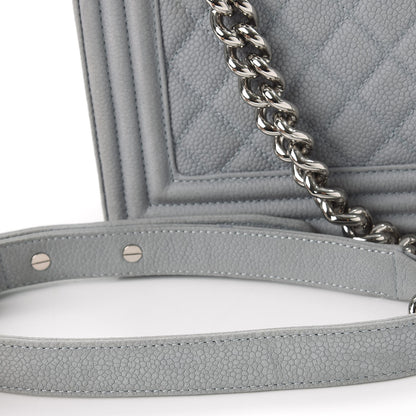 Chanel Iridescent Caviar Quilted Medium Boy Flap Light Grey 9 of 16
