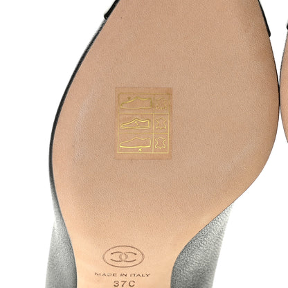Chanel Goatskin Grosgrain Cap Toe Pearl Pumps 37 Black 9 of 13