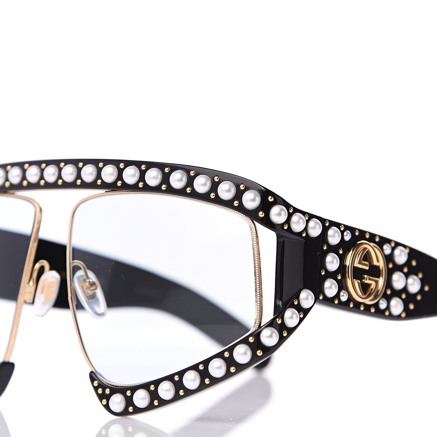 Gucci Acetate Pearl Rectangular Frame Sunglasses GG0234S Black 7 of 7