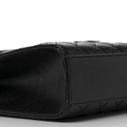 Saint Laurent Grain De Poudre Textured Mixed Matelasse Triquilt Medium Monogram Satchel Black 9 of 10