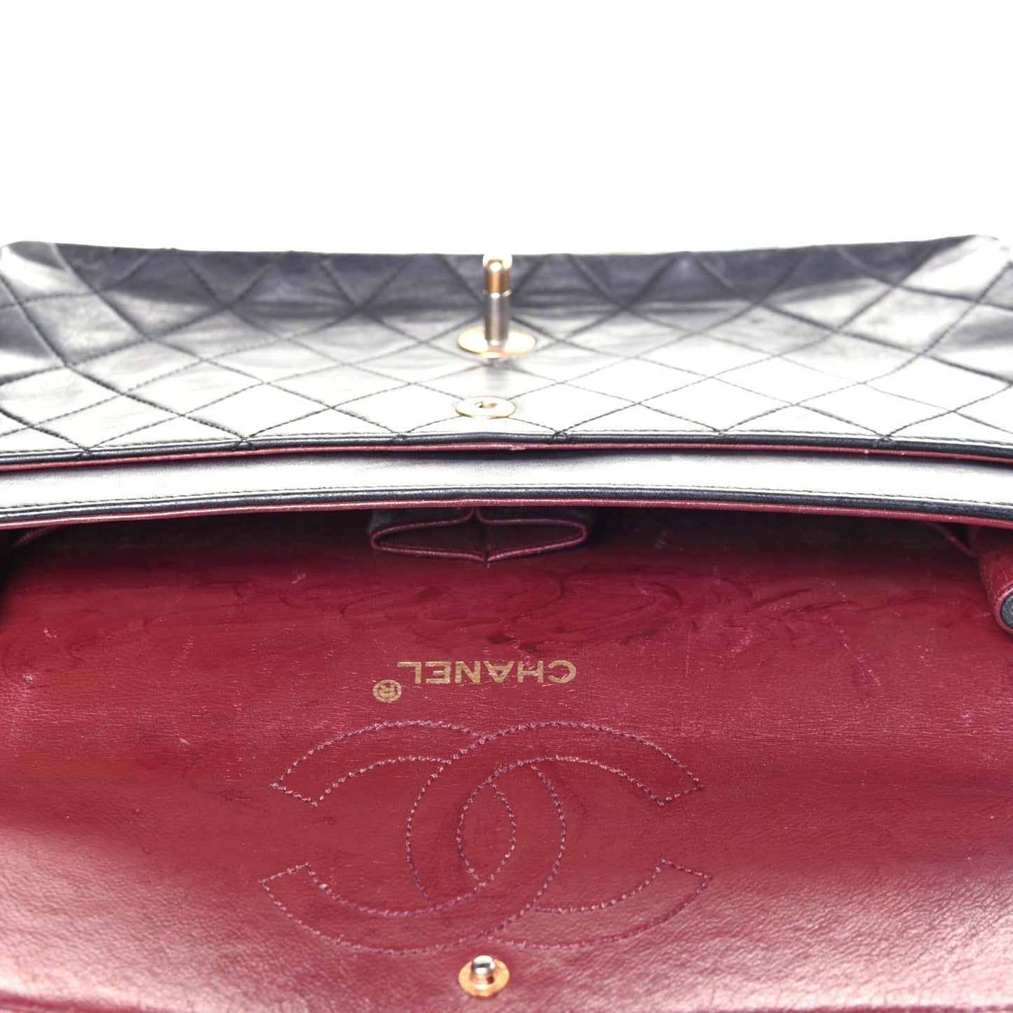 Lambskin Quilted Small Double Flap Black