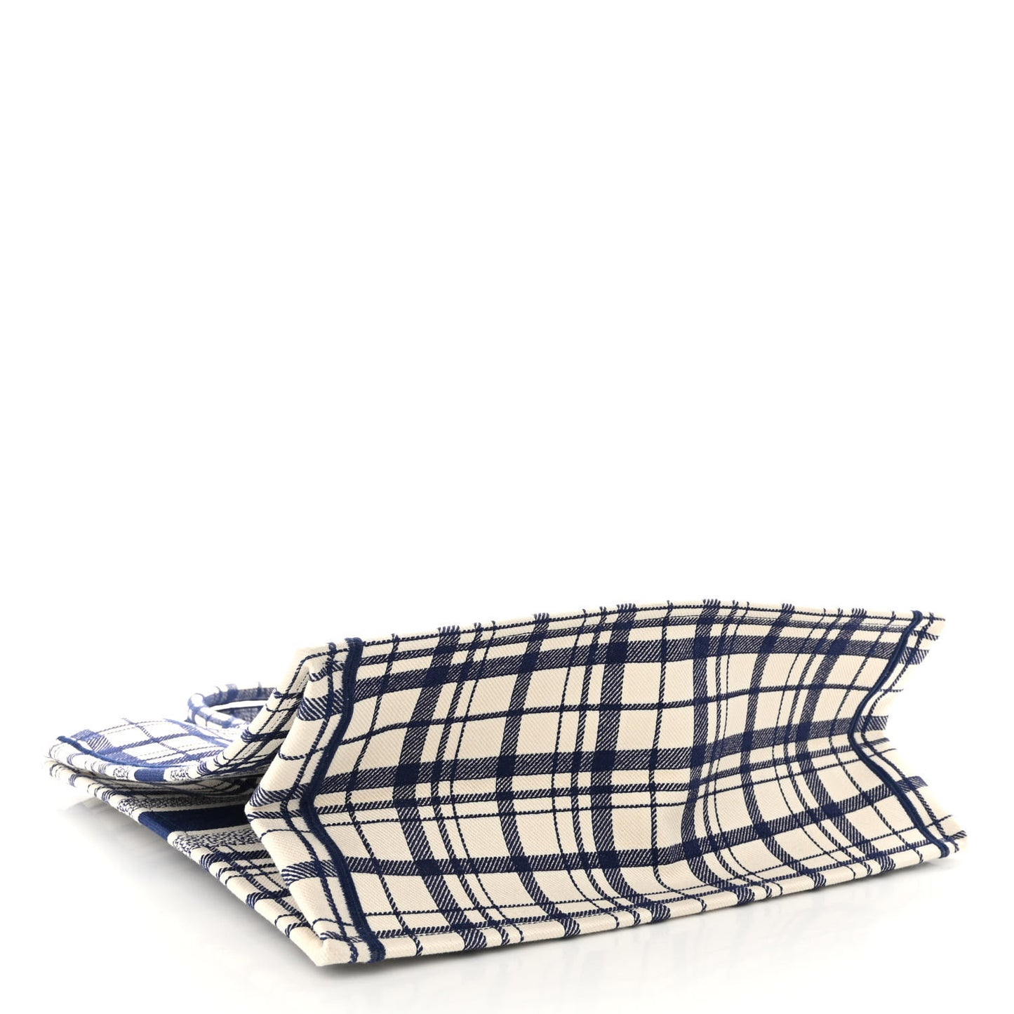Canvas Embroidered Medium Check'n'Dior Book Tote Blue White