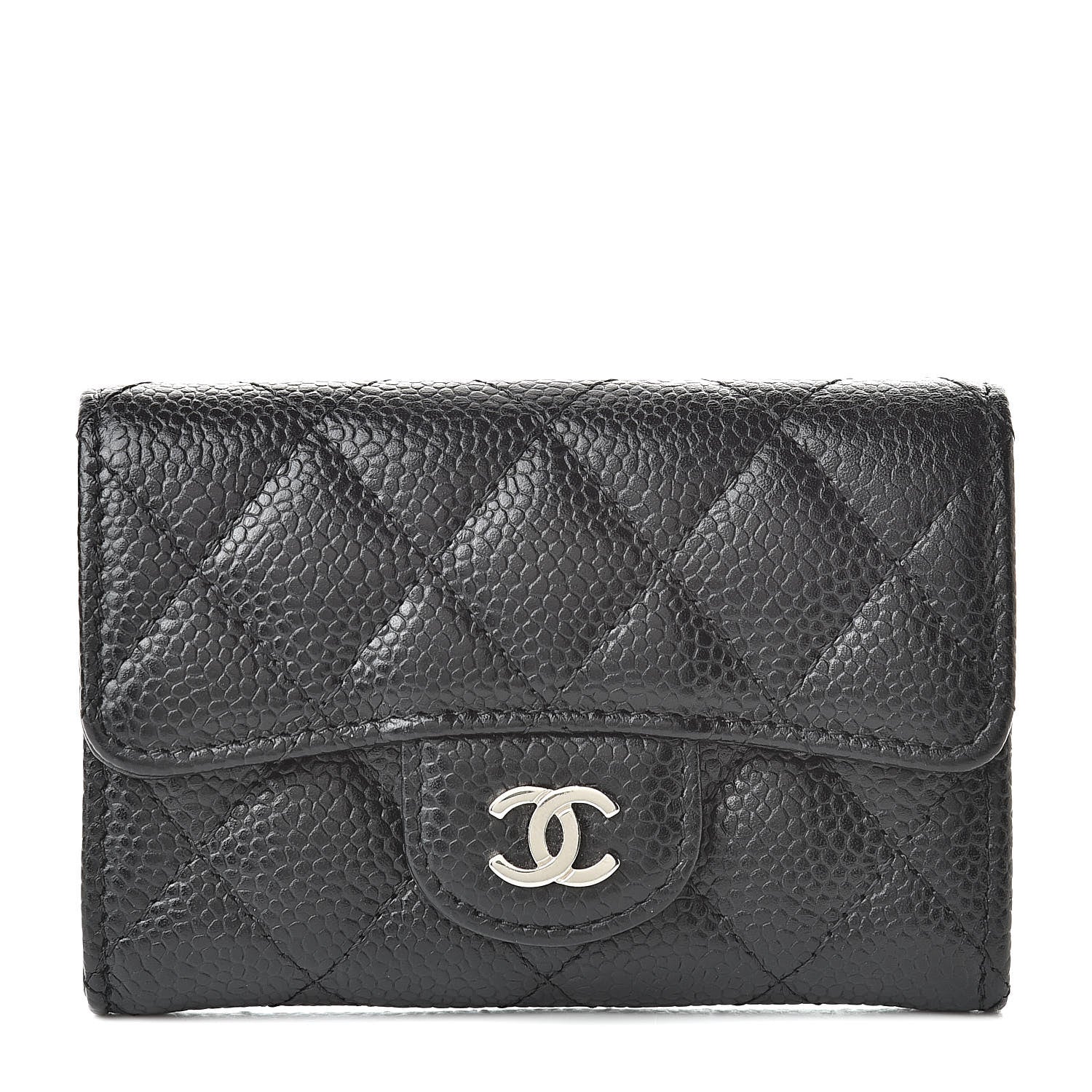Chanel Caviar Quilted Flap Card Holder Wallet Black 1 of 9