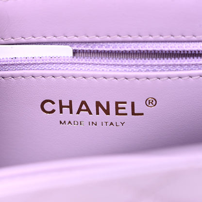 Chanel Shiny Aged Calfskin Quilted Nano Kelly Shopper Lilac 6 of 9