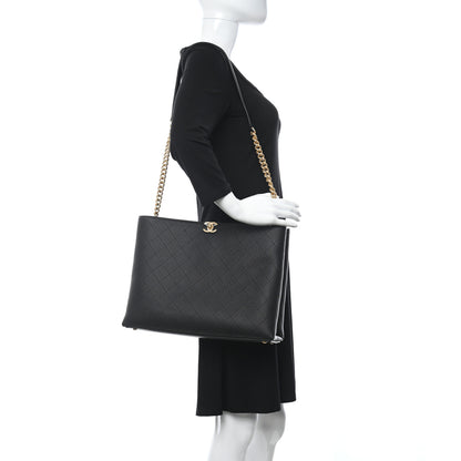 Chanel Caviar Stitched Large Shopping Tote Bag Black 2 of 9