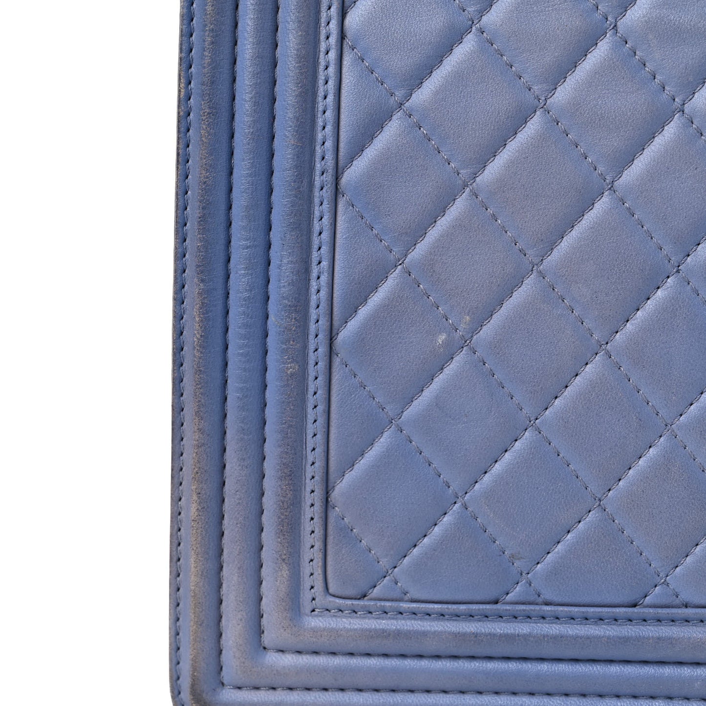 Lambskin Quilted Large Boy Flap Light Blue