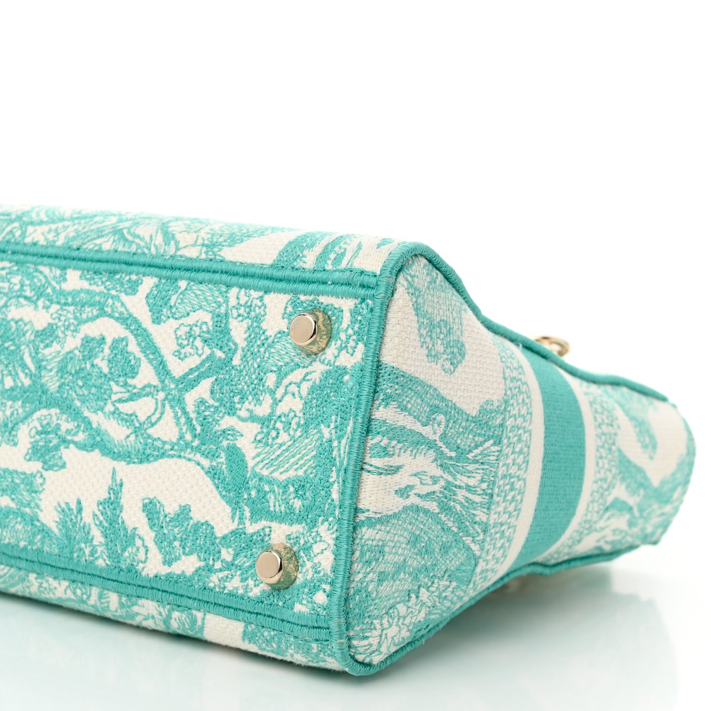 Canvas Toile De Jouy Embroidered Medium Lady D-Lite Aquamarina