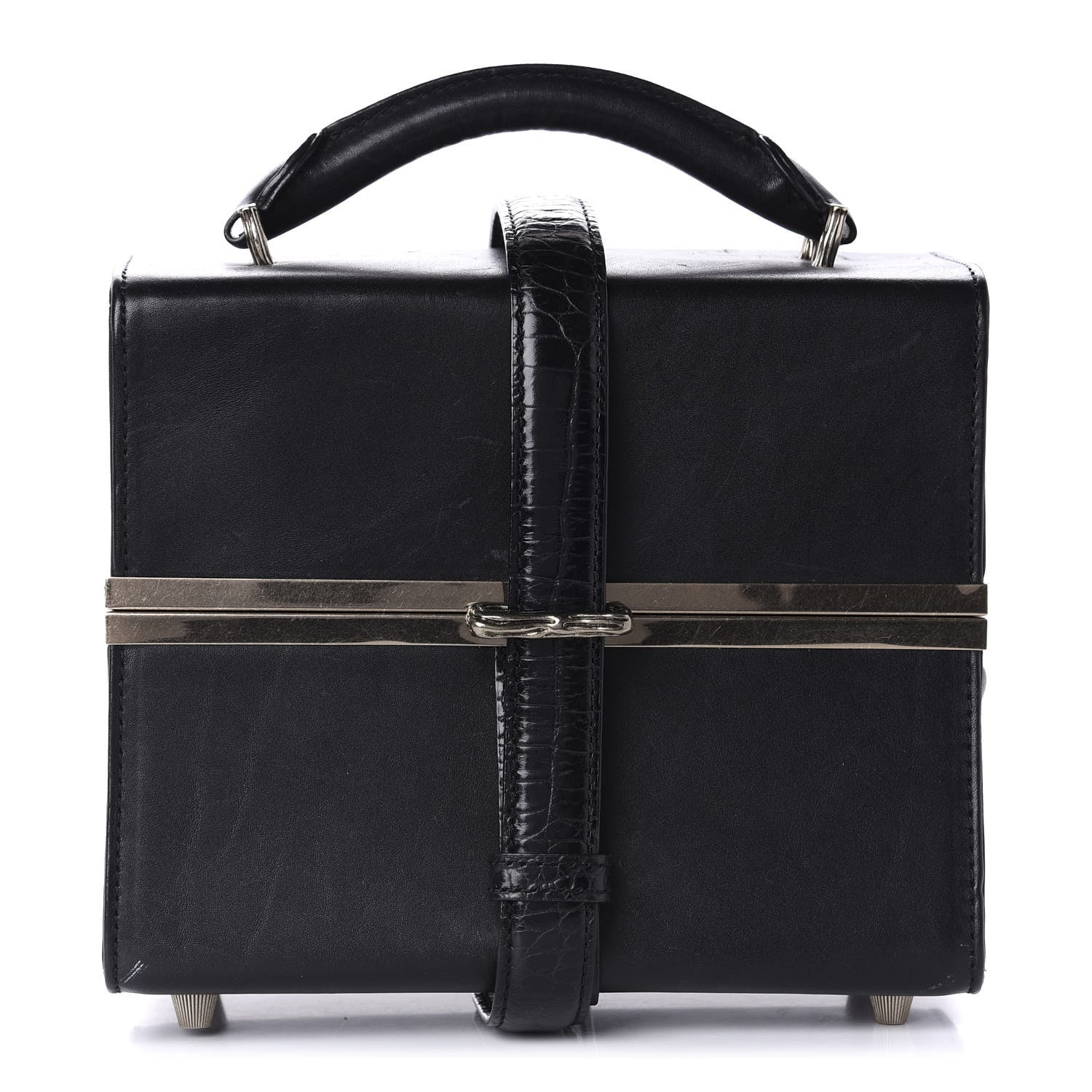 Alexander Wang Calfskin Crocodile Embossed Tai Dopp Kit Bag Black 1 of 16