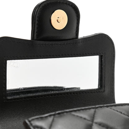Chanel Lambskin Quilted Top Handle Flap Clutch With Chain Black 9 of 12