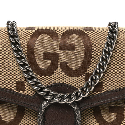 Gucci Monogram Jumbo GG Textured Dollar Calfskin Mini Dionysus Chain Wallet Camel Ebony New Acero 8 of 10