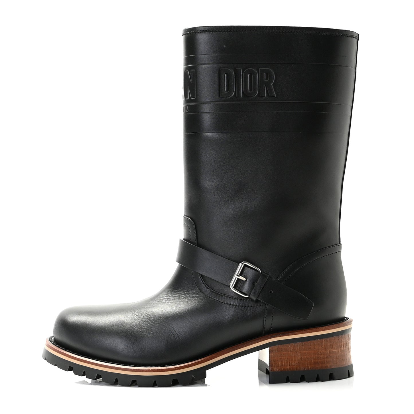 Calfskin Embossed Dior Quest 35mm Biker Boots 40 Black