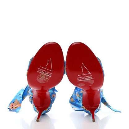 Christian Louboutin Crepe Satin Greekaba Du Desert 100 Sandal 40 Blue Multicolor 5 of 8