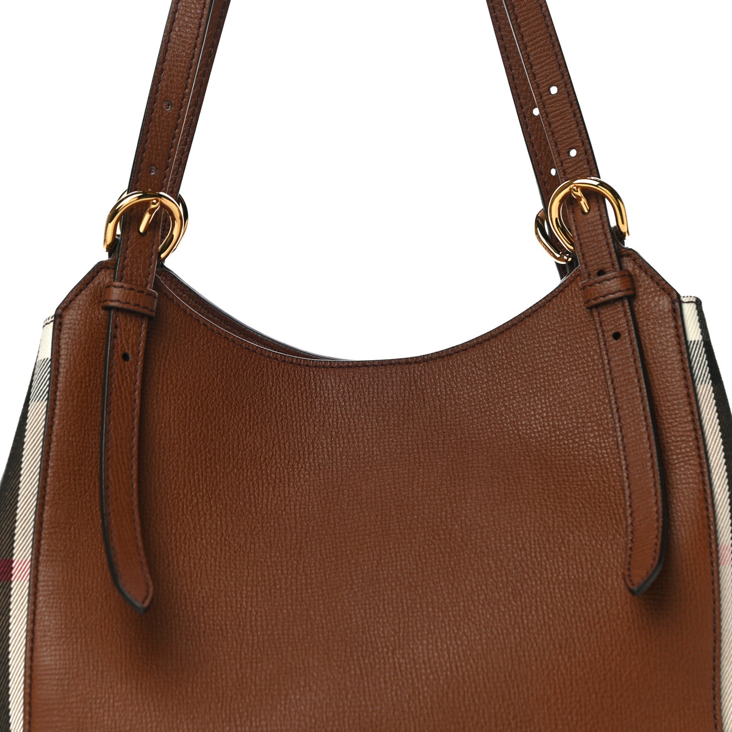 Grainy Calfskin House Check Small Canterbury Tote Tan