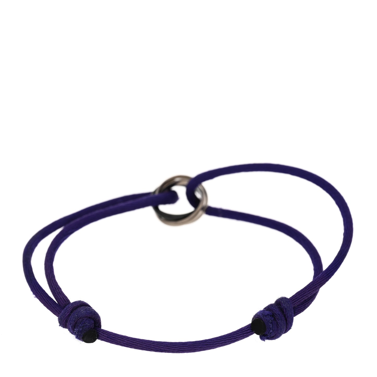 18K White Gold Ceramic Trinity Adjustable Cord Bracelet Purple