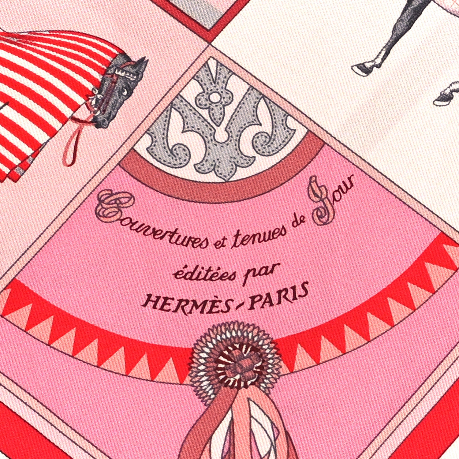 Hermes Silk Couvertures et Tenues de Jour Pocket Square Scarf 2 of 3