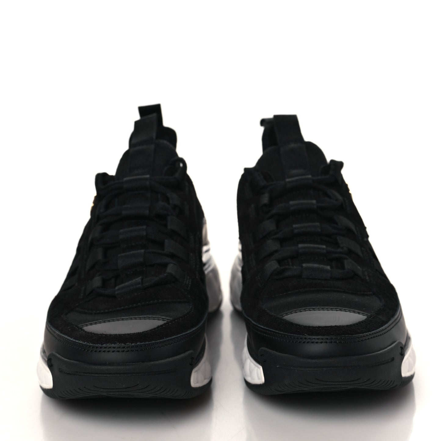 Fabric Calfskin Suede CC Sneakers 37.5 Black