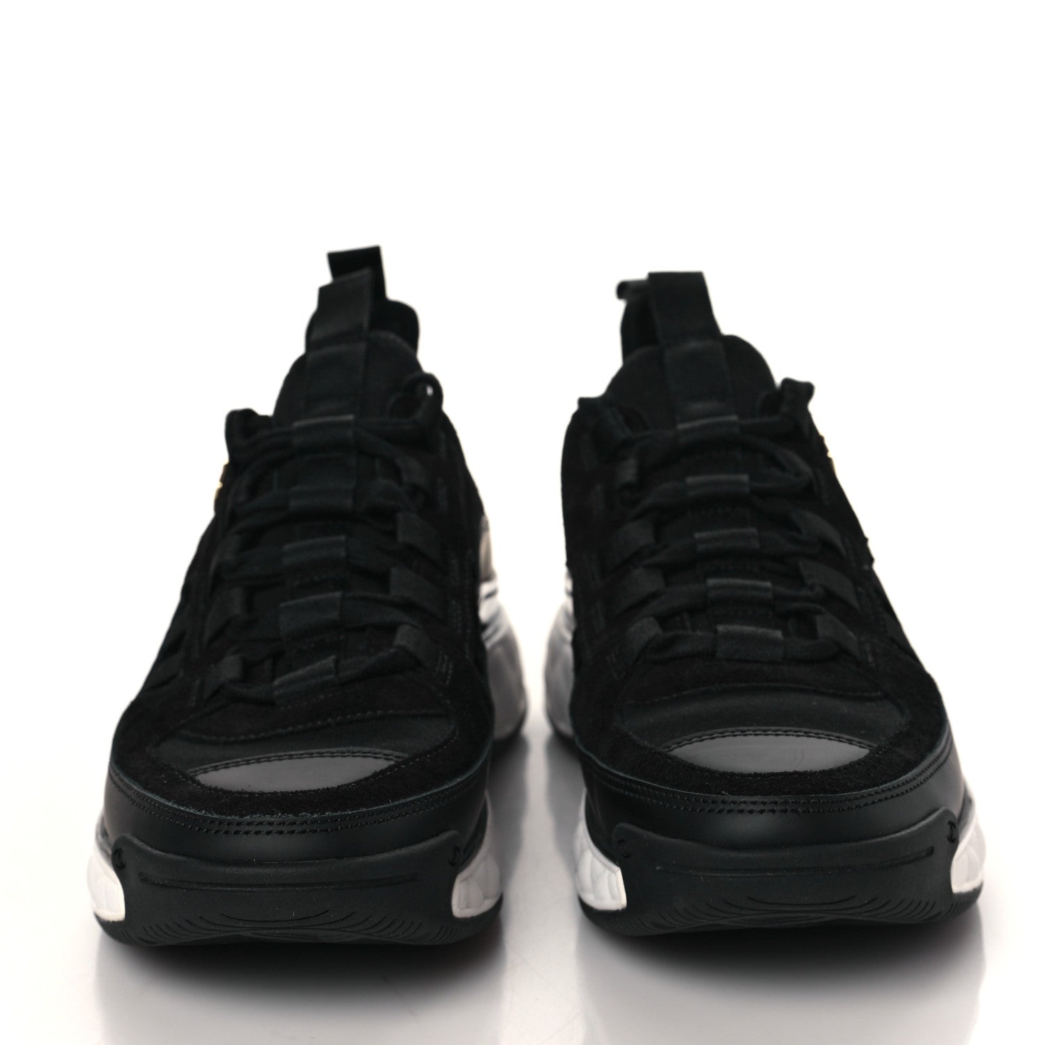 Chanel Fabric Calfskin Suede CC Sneakers 37.5 Black 2 of 8