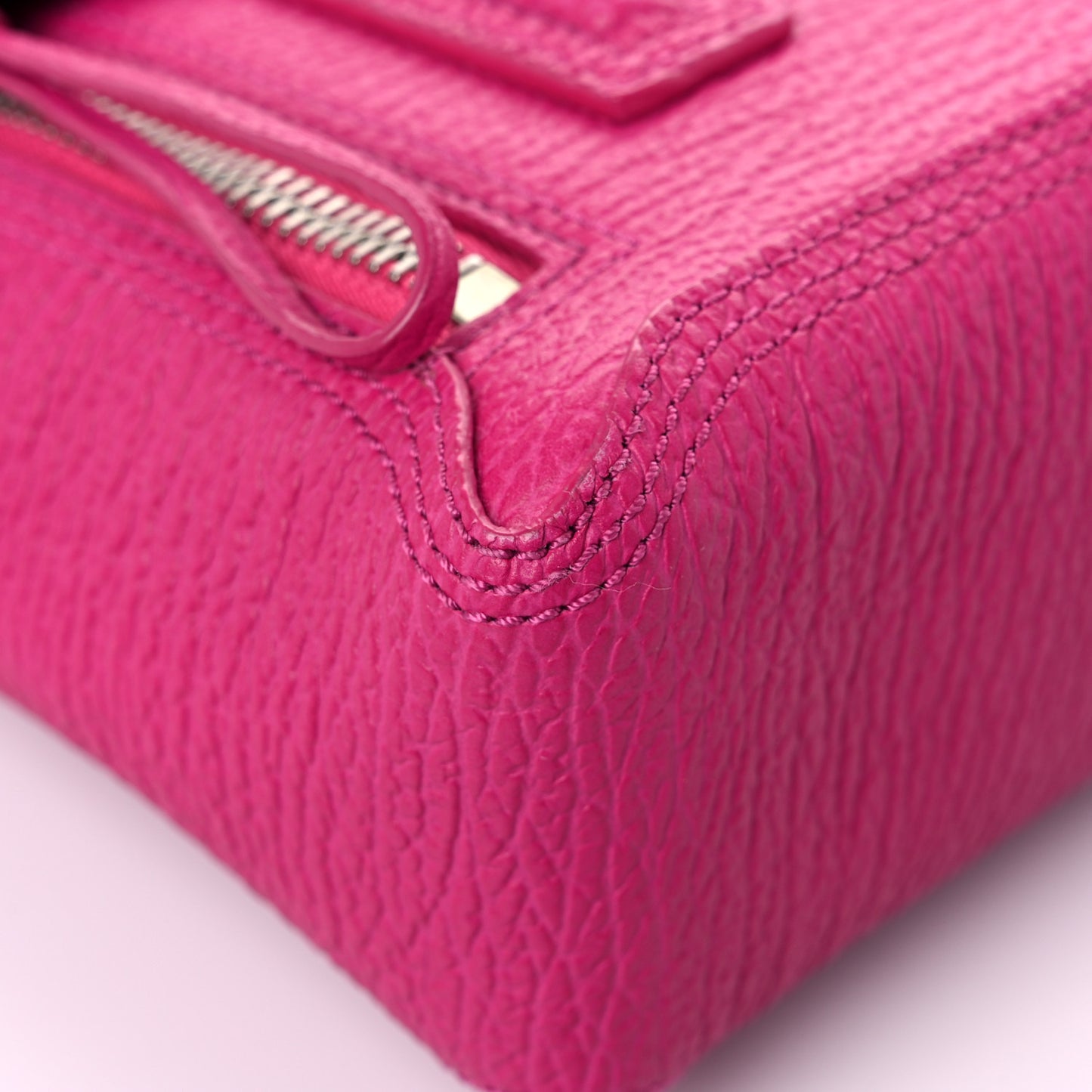 Textured Calfskin Mini Pashli Satchel Bright Fuchsia