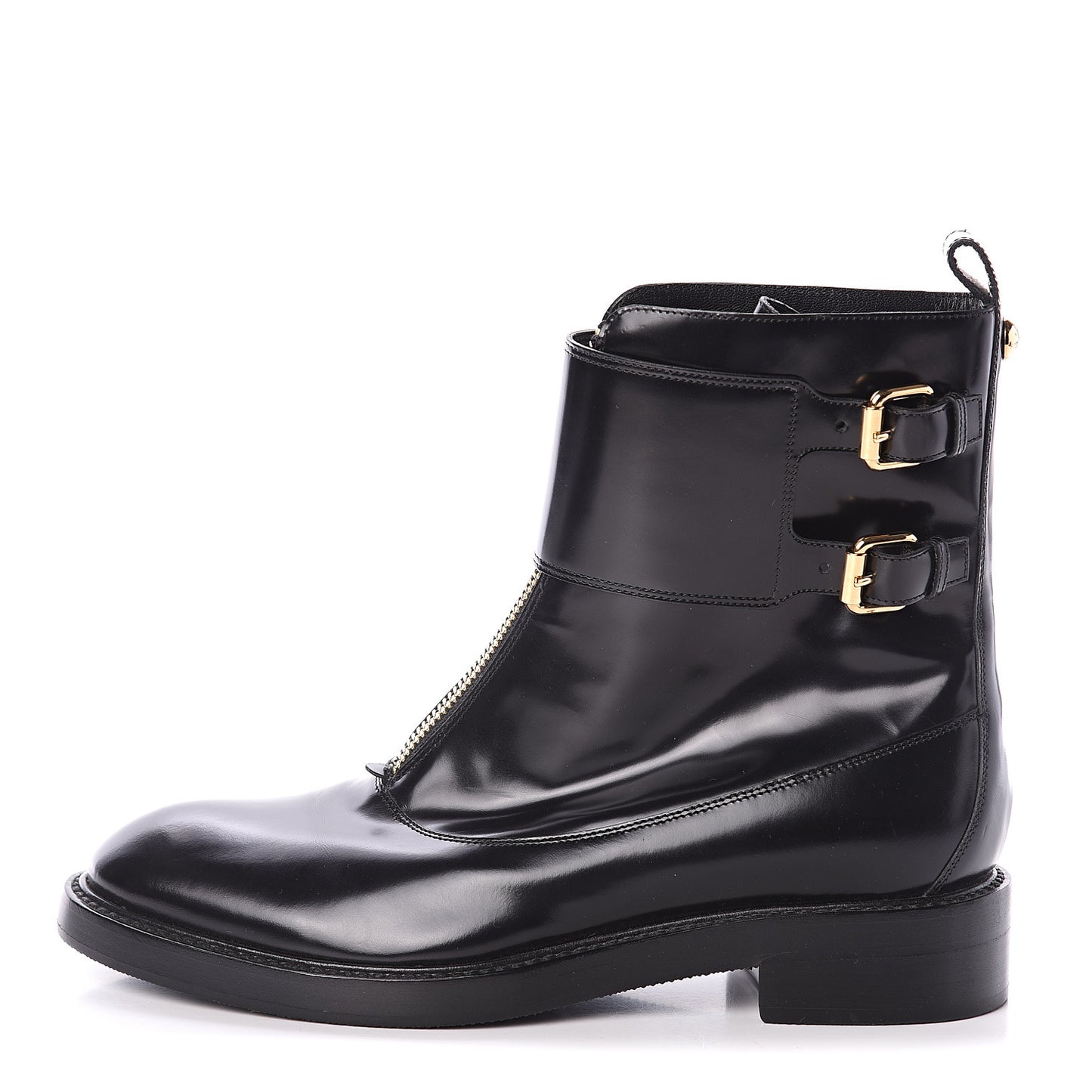Glazed Calfskin Boots 36.5 Black