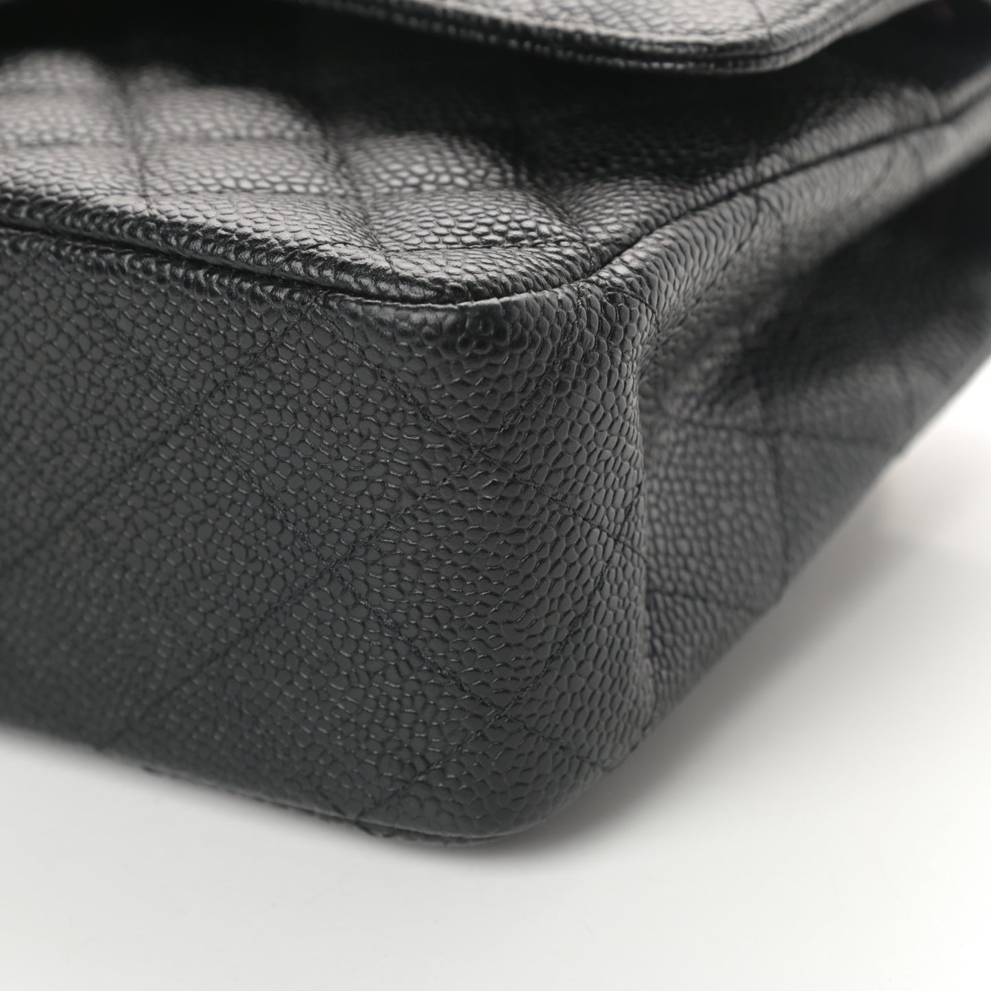 Caviar Quilted Medium Double Flap Black
